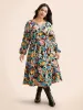 Colored Floral Notched Elastic Waist Midi Dress sold by Bloomchic