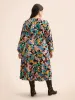 Colored Floral Notched Elastic Waist Midi Dress sold by Bloomchic