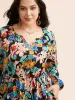 Colored Floral Notched Elastic Waist Midi Dress sold by Bloomchic