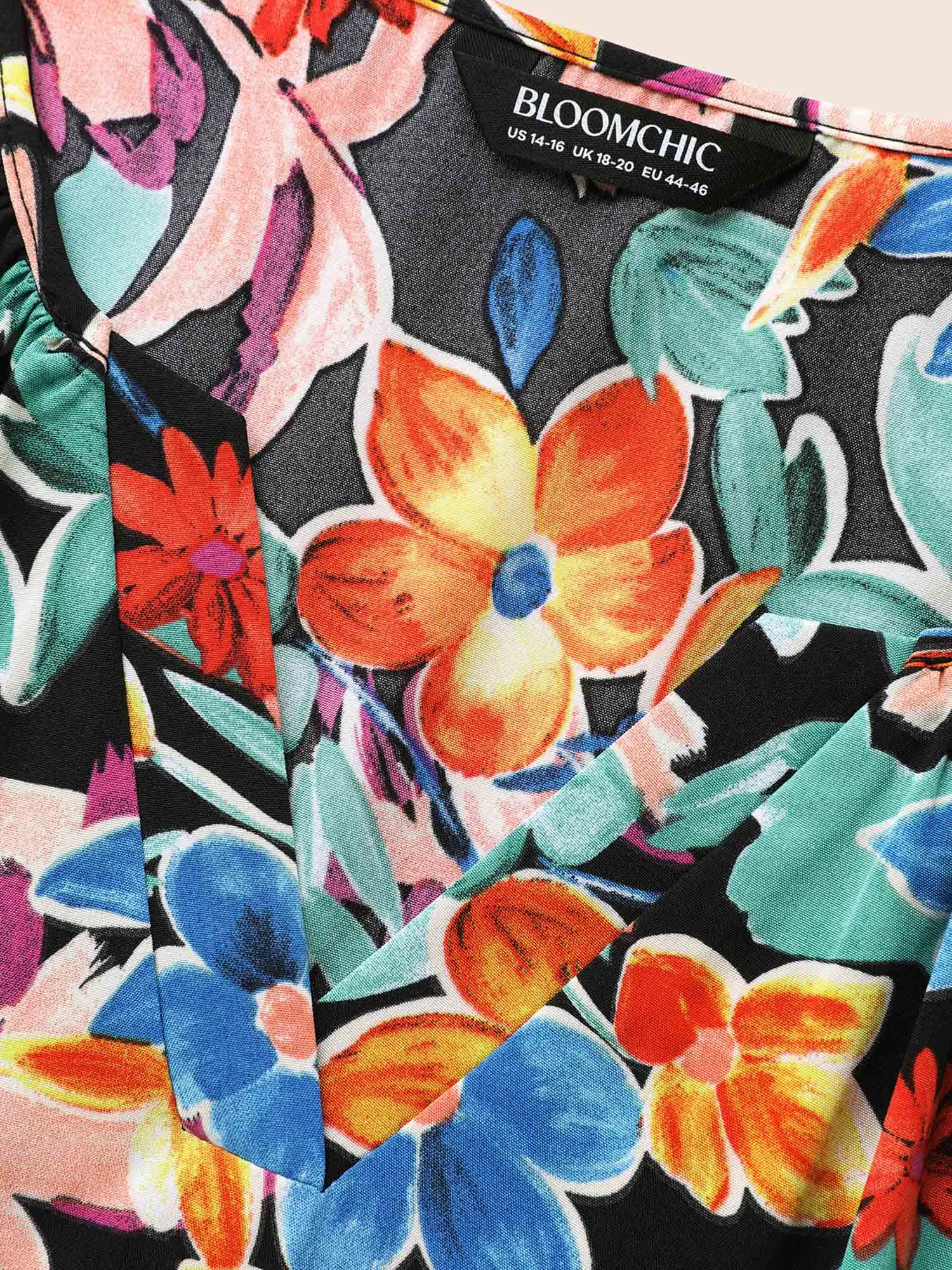 Colored Floral Notched Elastic Waist Midi Dress sold by Bloomchic product image thumbnail 5