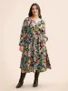 Colored Floral Notched Elastic Waist Midi Dress sold by Bloomchic