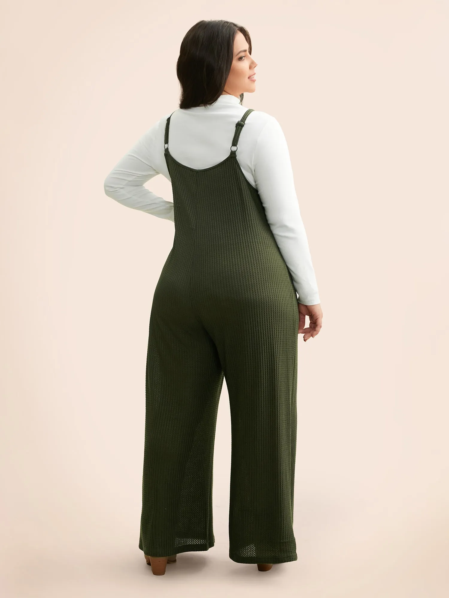 Waffle Knit Plicated Detail Patch Pocket Jumpsuit sold by Bloomchic product image thumbnail 4