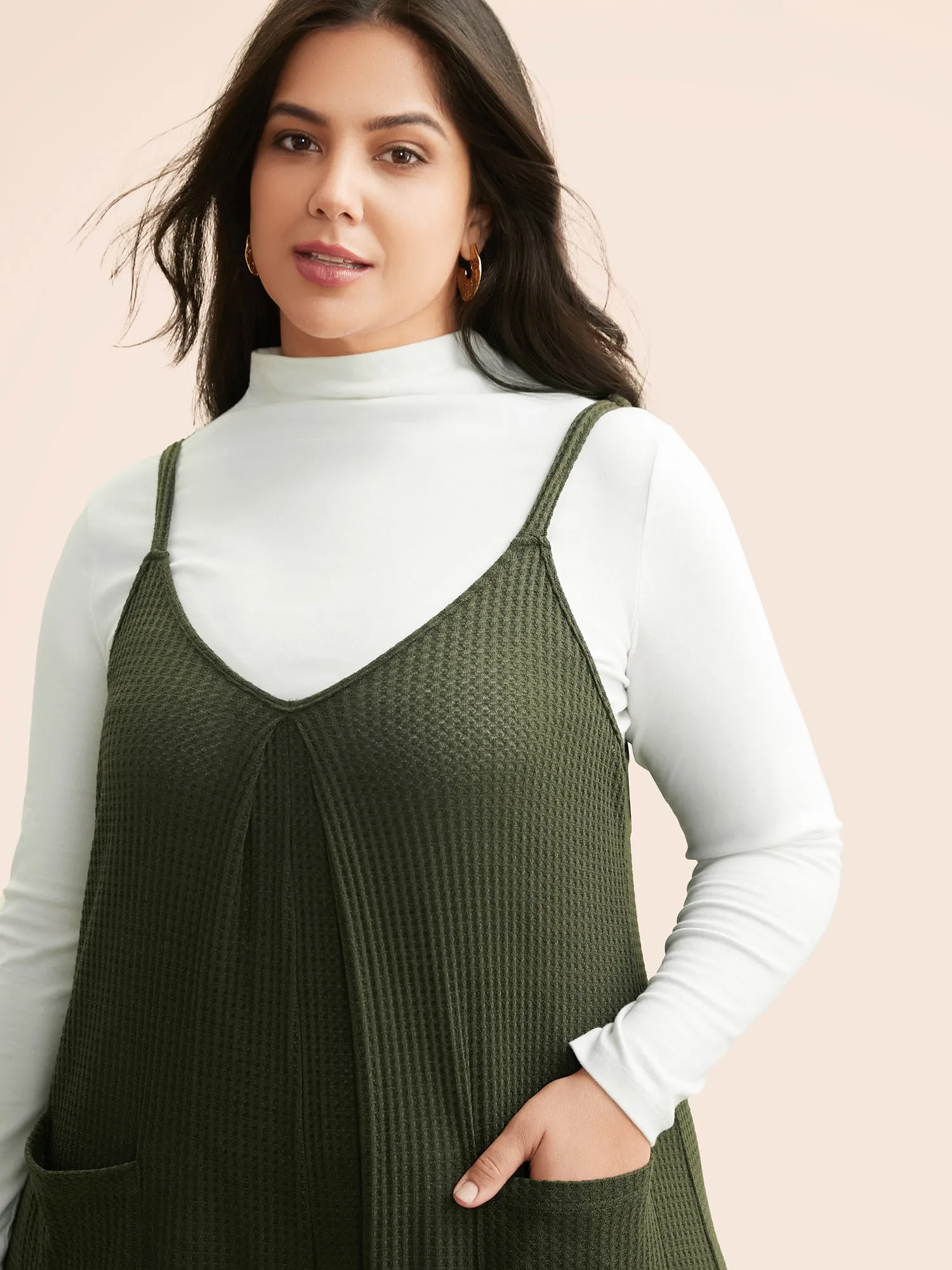 Waffle Knit Plicated Detail Patch Pocket Jumpsuit sold by Bloomchic product image thumbnail 2