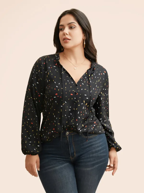 Polka Dot Frill Trim Tie Knot Shirt sold by Bloomchic