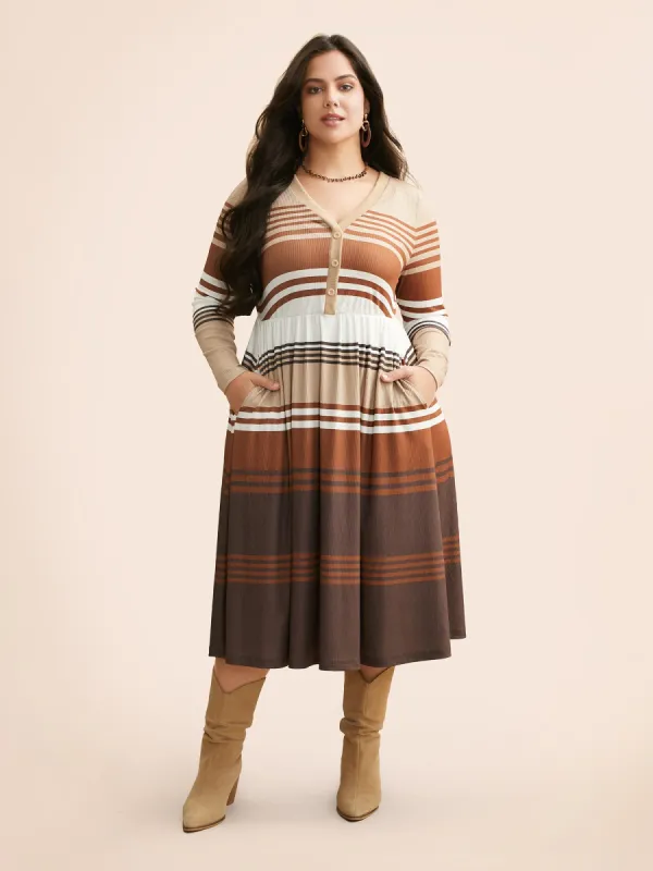 Contrast Striped V Neck Midi Dress sold by Bloomchic