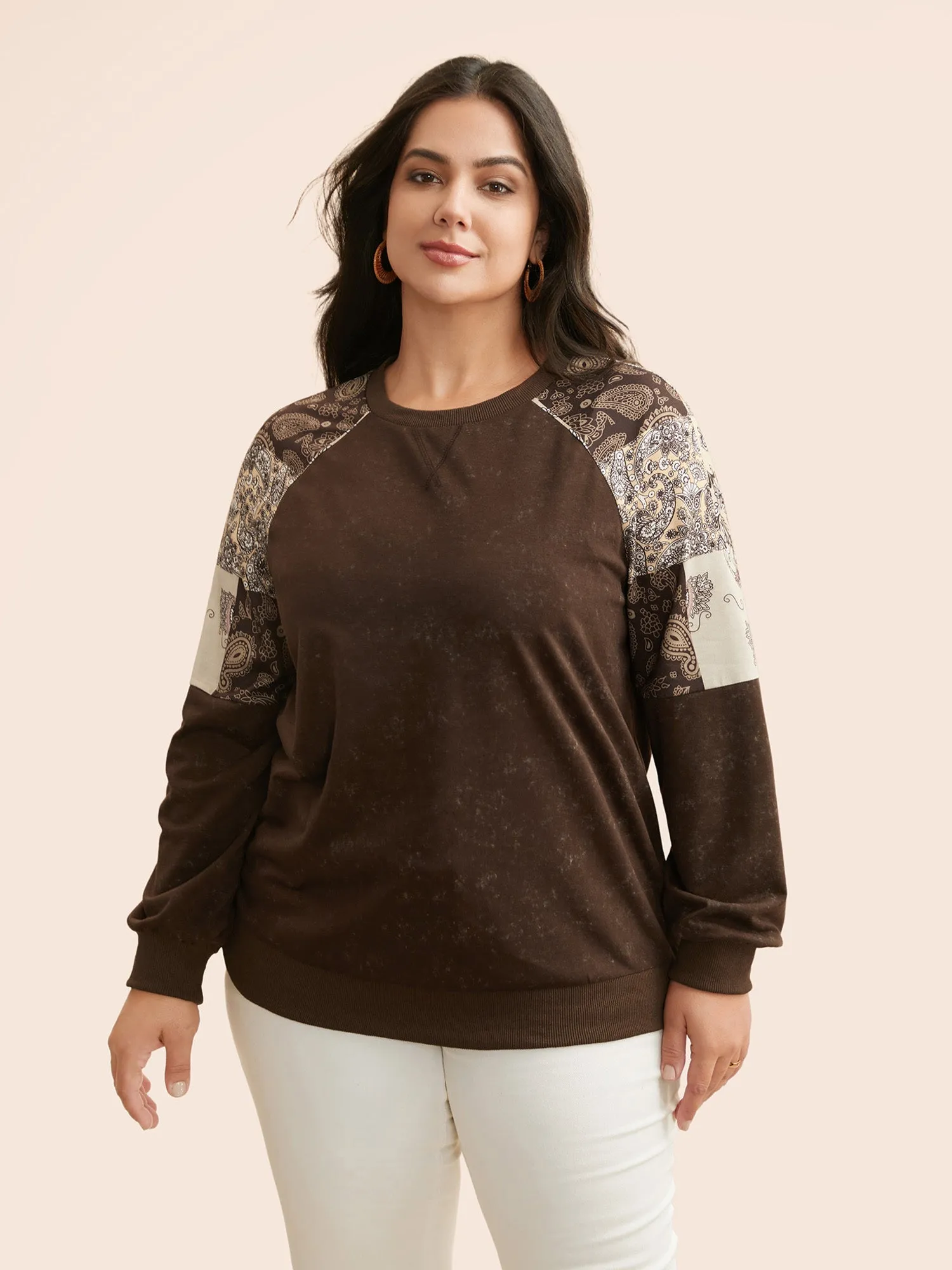 Vintage Boho Print Patchwork Sweatshirt sold by Bloomchic product image thumbnail 2