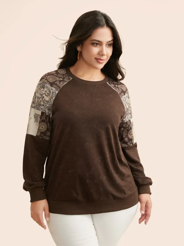 Vintage Boho Print Patchwork Sweatshirt sold by Bloomchic