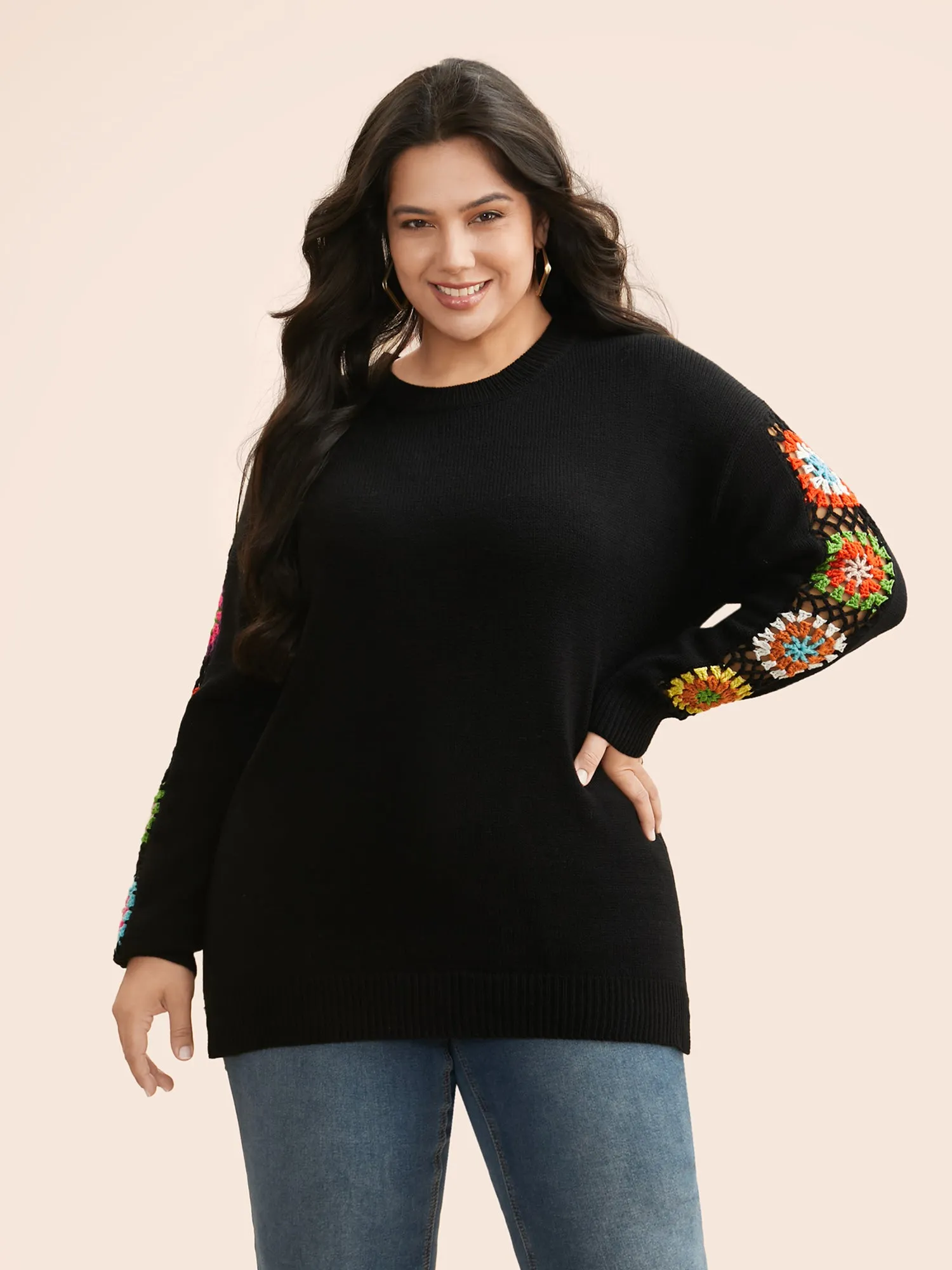 Crochet Floral Patchwork Cut Out Pullover sold by Bloomchic product image thumbnail 4