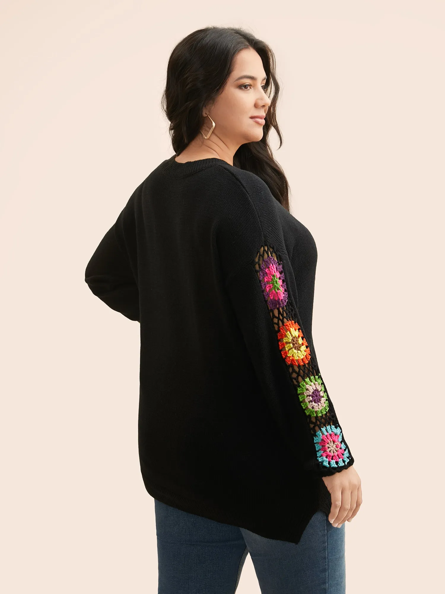 Crochet Floral Patchwork Cut Out Pullover sold by Bloomchic product image thumbnail 2