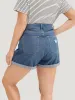 Moderately Stretchy Dark Wash Distressed Roll Hem Denim Shorts sold by Bloomchic
