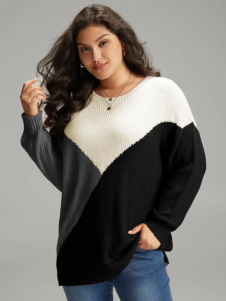 Colorblock Split Side Drop Shoulder Pullover sold by Bloomchic