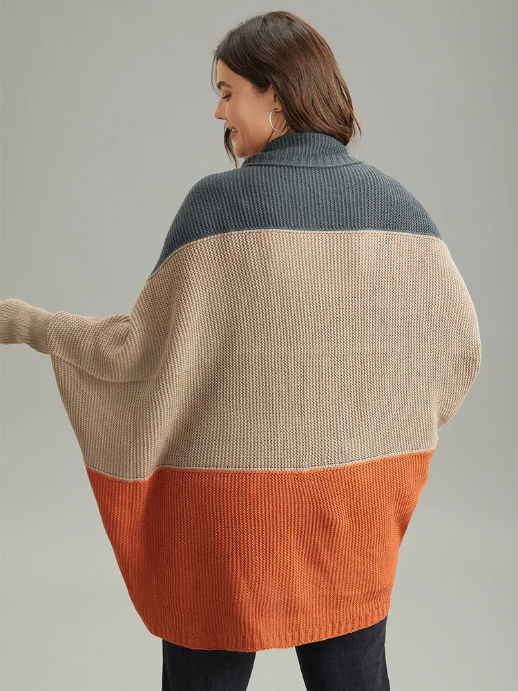 Colorblock Batwing Sleeve Patchwork Cardigan sold by Bloomchic product image thumbnail 2