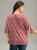 Ditsy Floral Batwing Sleeve Drawstring Hem Blouse sold by Bloomchic