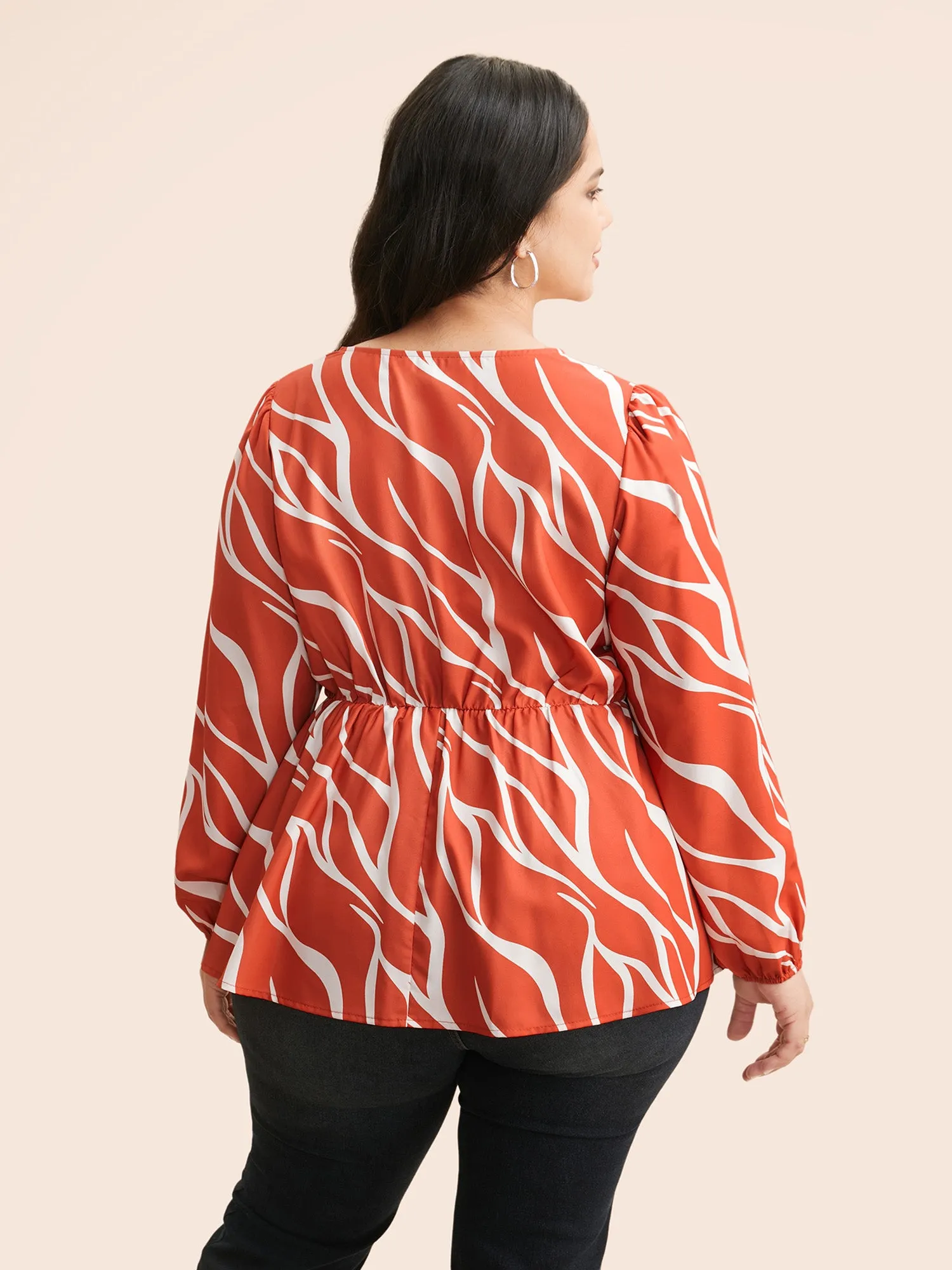 Geometric Contrast Webbing Button Detail Blouse sold by Bloomchic product image thumbnail 5