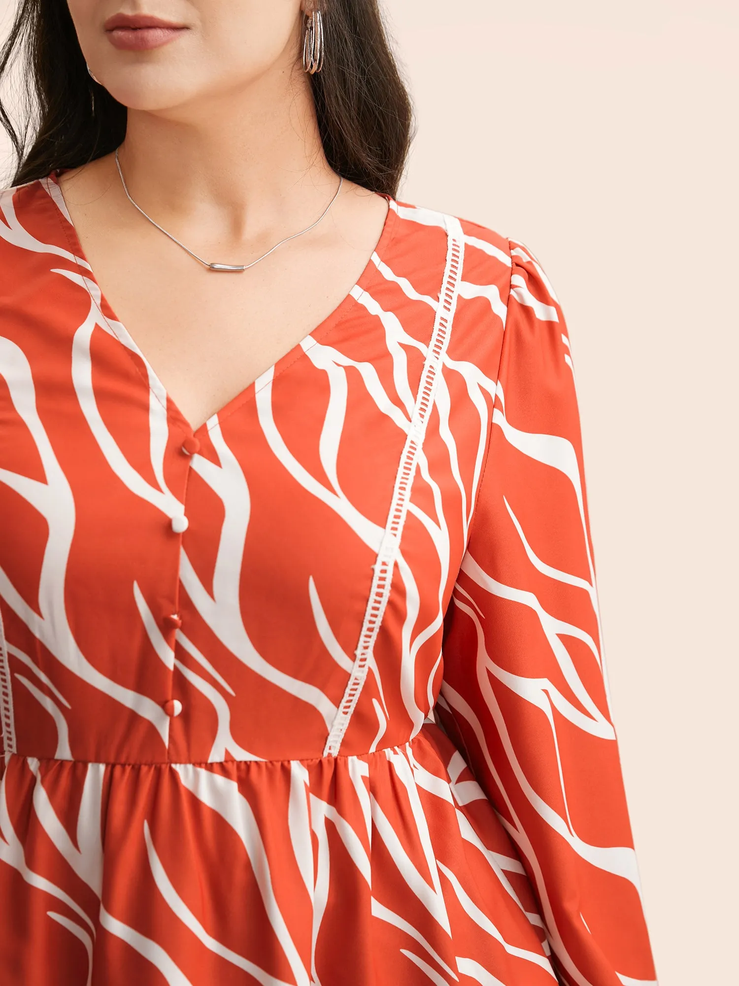 Geometric Contrast Webbing Button Detail Blouse sold by Bloomchic product image thumbnail 3