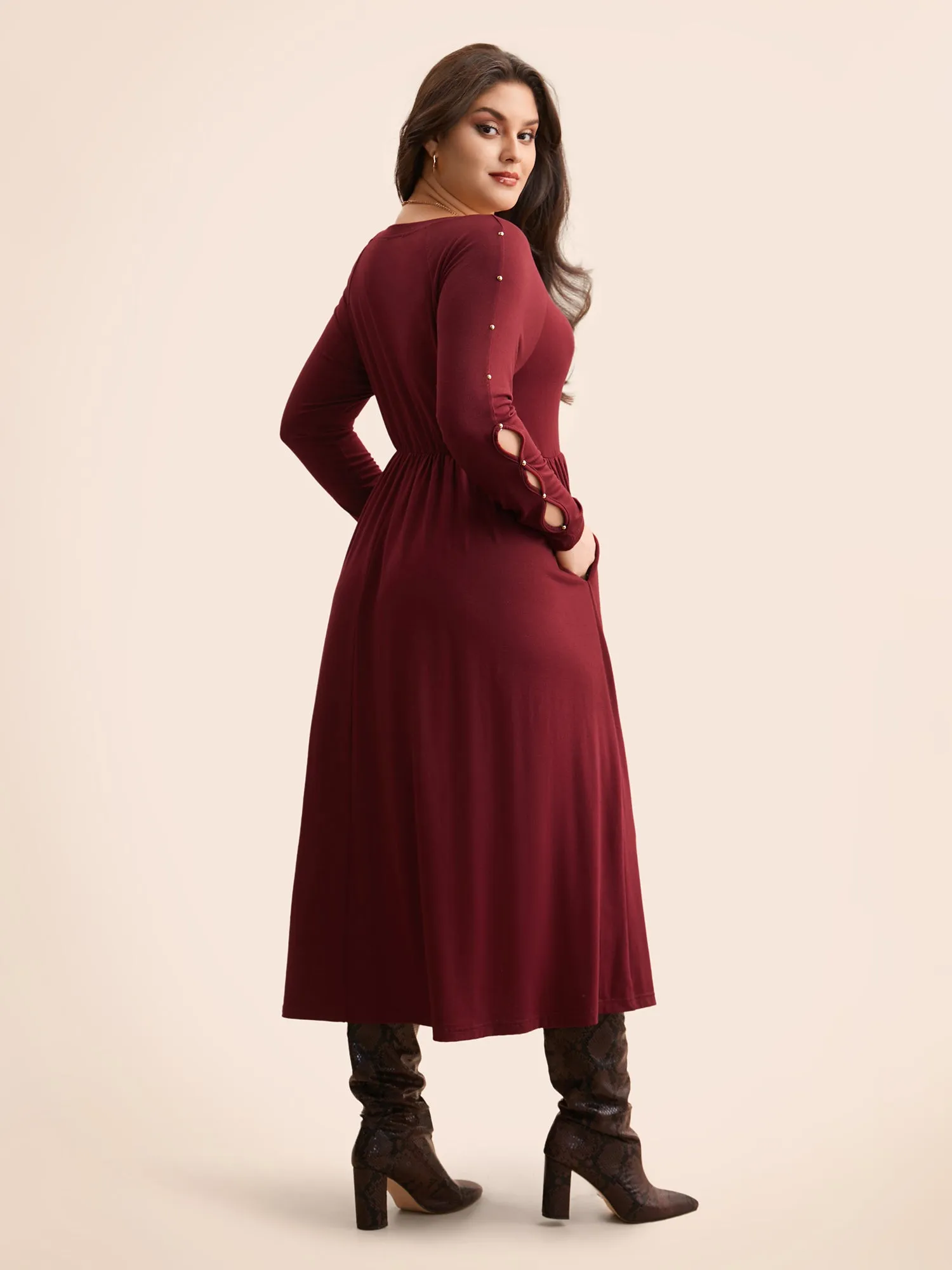 Pearl Beaded Cut Out Midi Dress sold by Bloomchic product image thumbnail 5