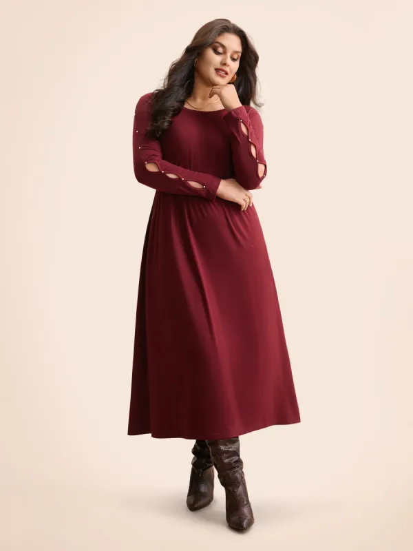 Pearl Beaded Cut Out Midi Dress sold by Bloomchic