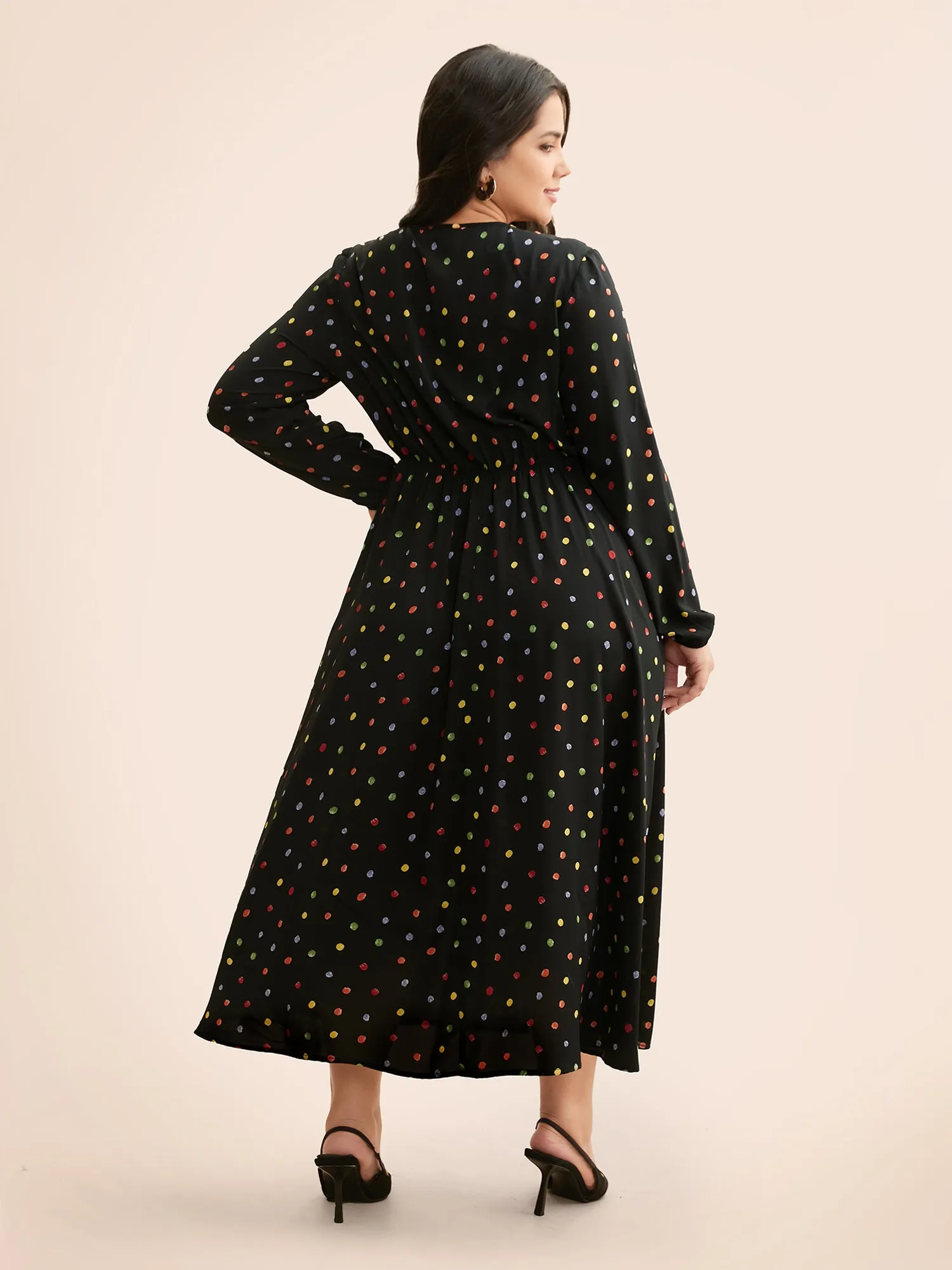Overlap Collar Color Polka Dot Dress sold by Bloomchic product image thumbnail 4