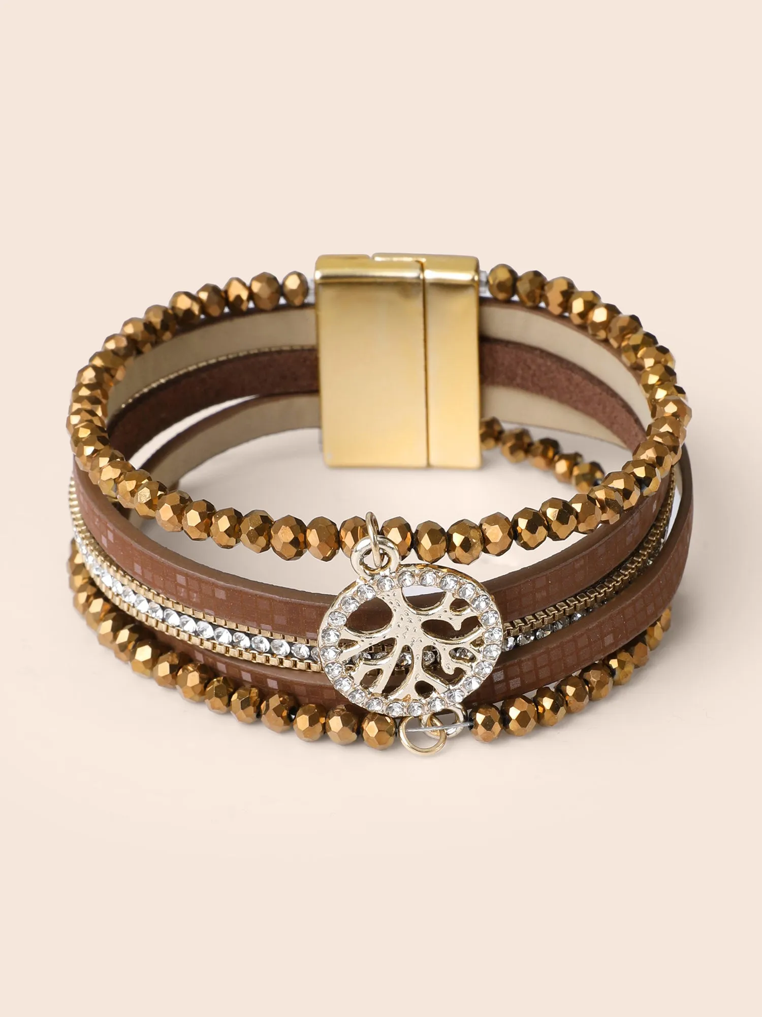 Rhinestone Stackable Leather Wrap Bracelet sold by Bloomchic product image thumbnail 2