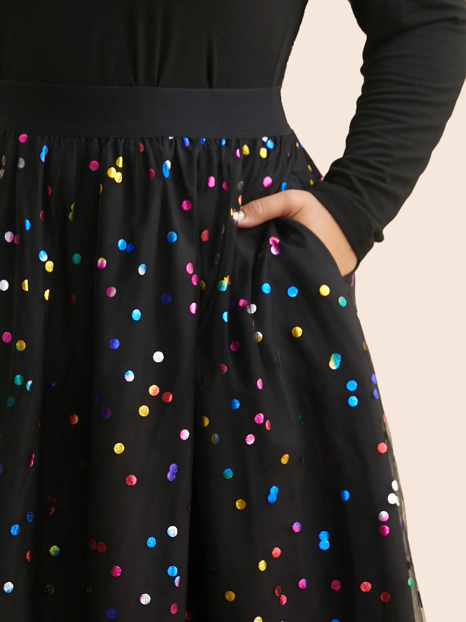 Sequin Polka Dot Tiered Mesh Skirt sold by Bloomchic product image thumbnail 5
