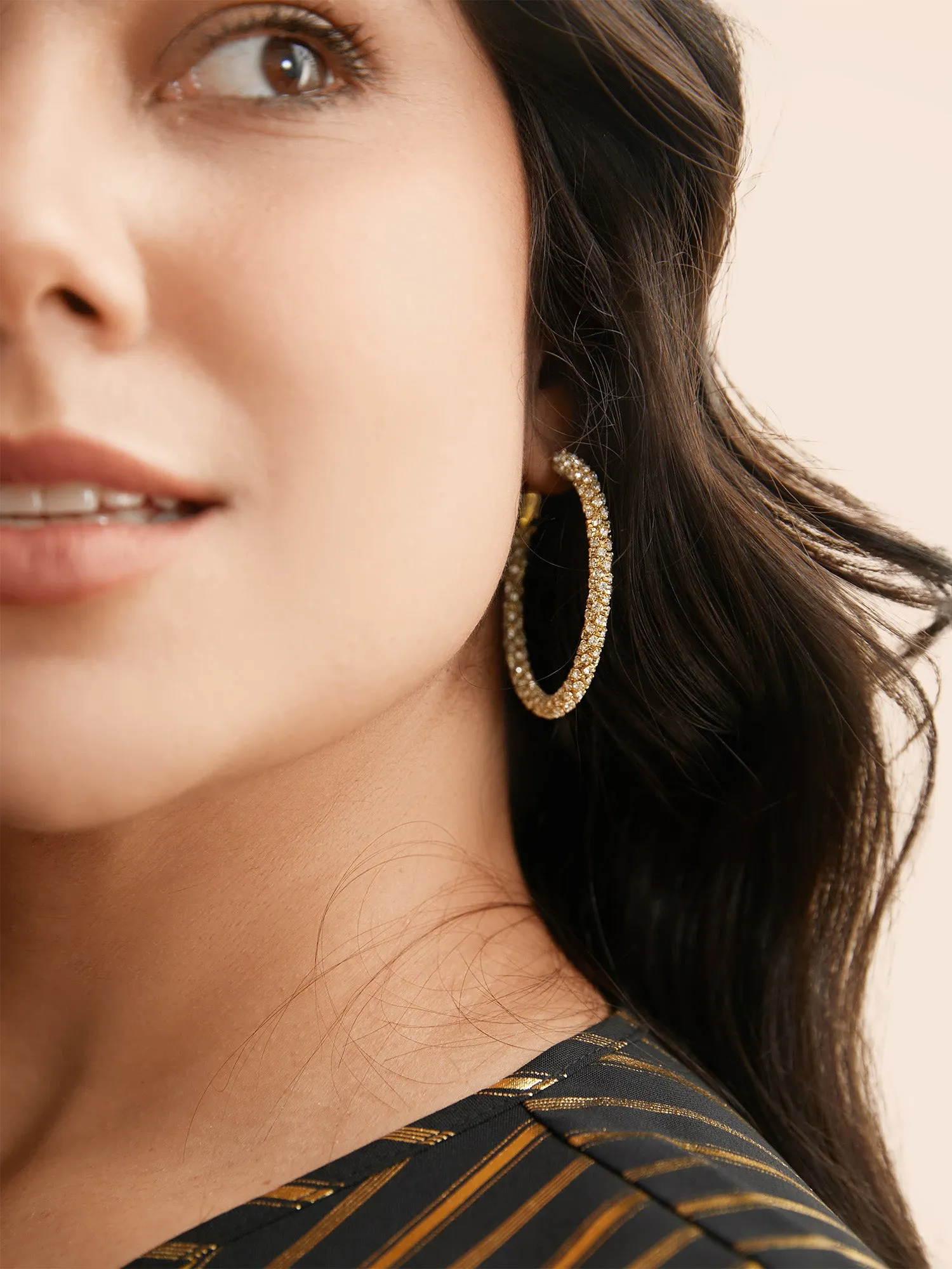 Rhinestone Hoop Earrings sold by Bloomchic product image thumbnail 3