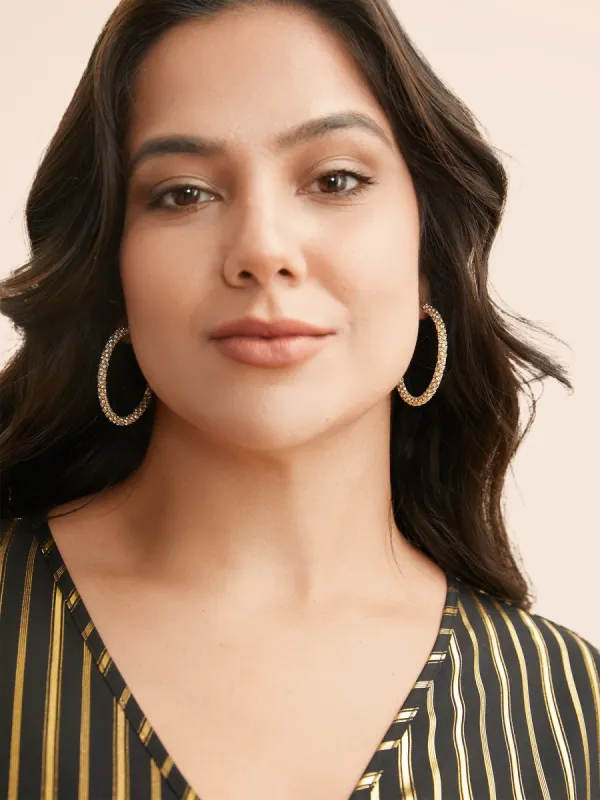 Rhinestone Hoop Earrings sold by Bloomchic