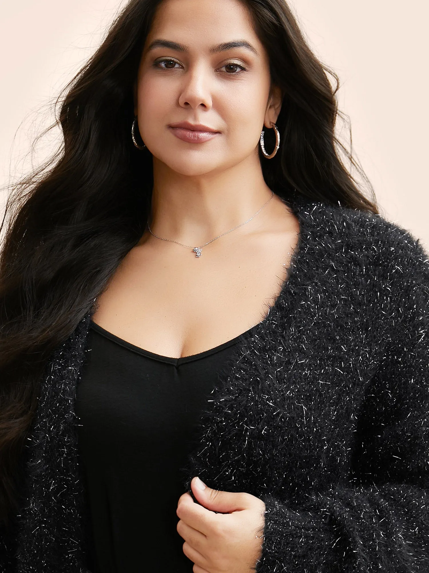 Luxe Fluffy Open Front Cardigan sold by Bloomchic product image thumbnail 5