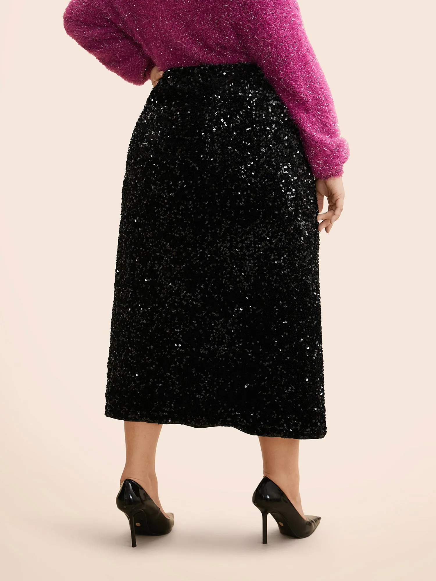 Sequin Elastic Waist Split Hem Skirt sold by Bloomchic product image thumbnail 3