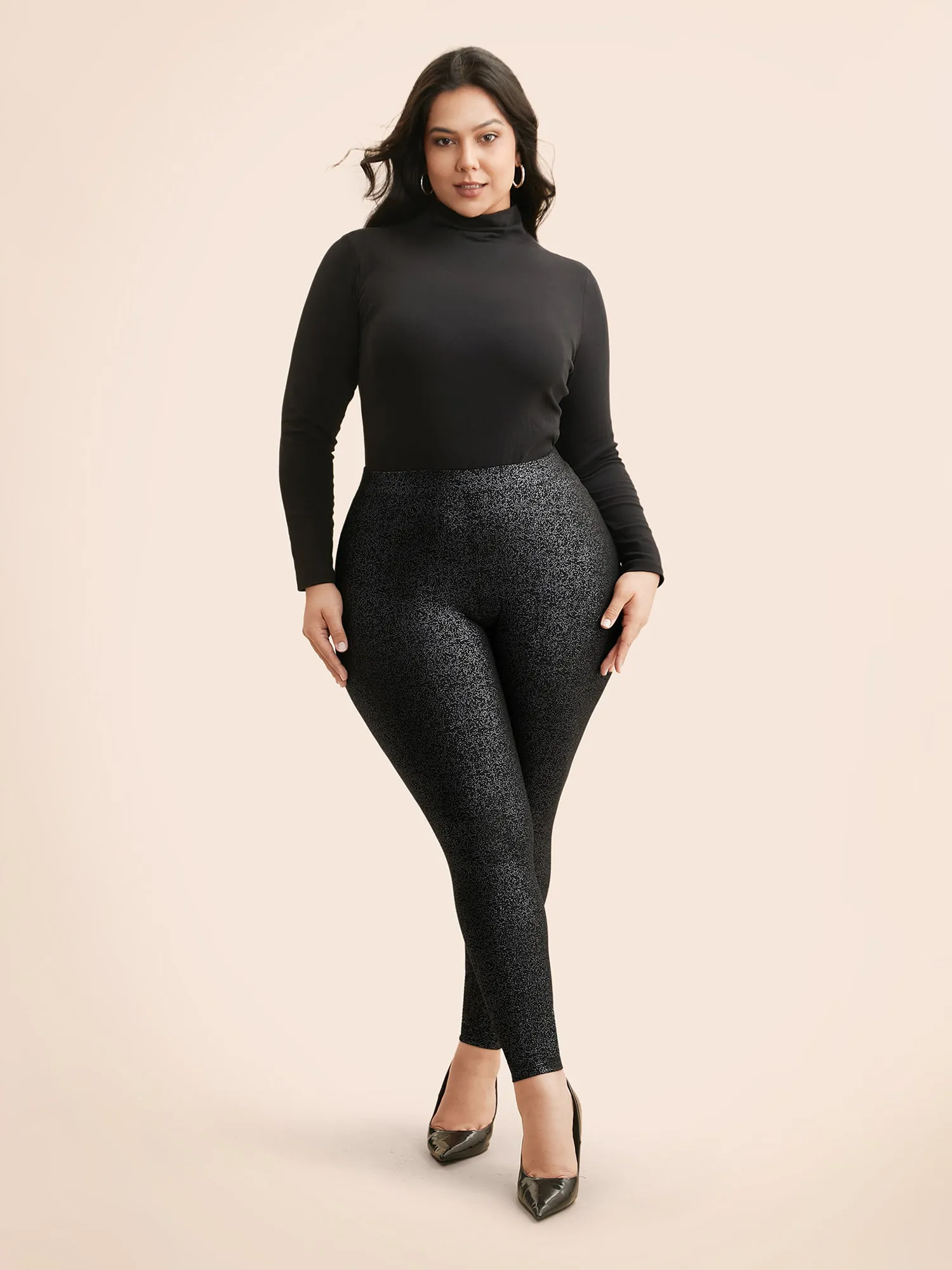 Glitter Pleated Skinny Leggings sold by Bloomchic product image thumbnail 4