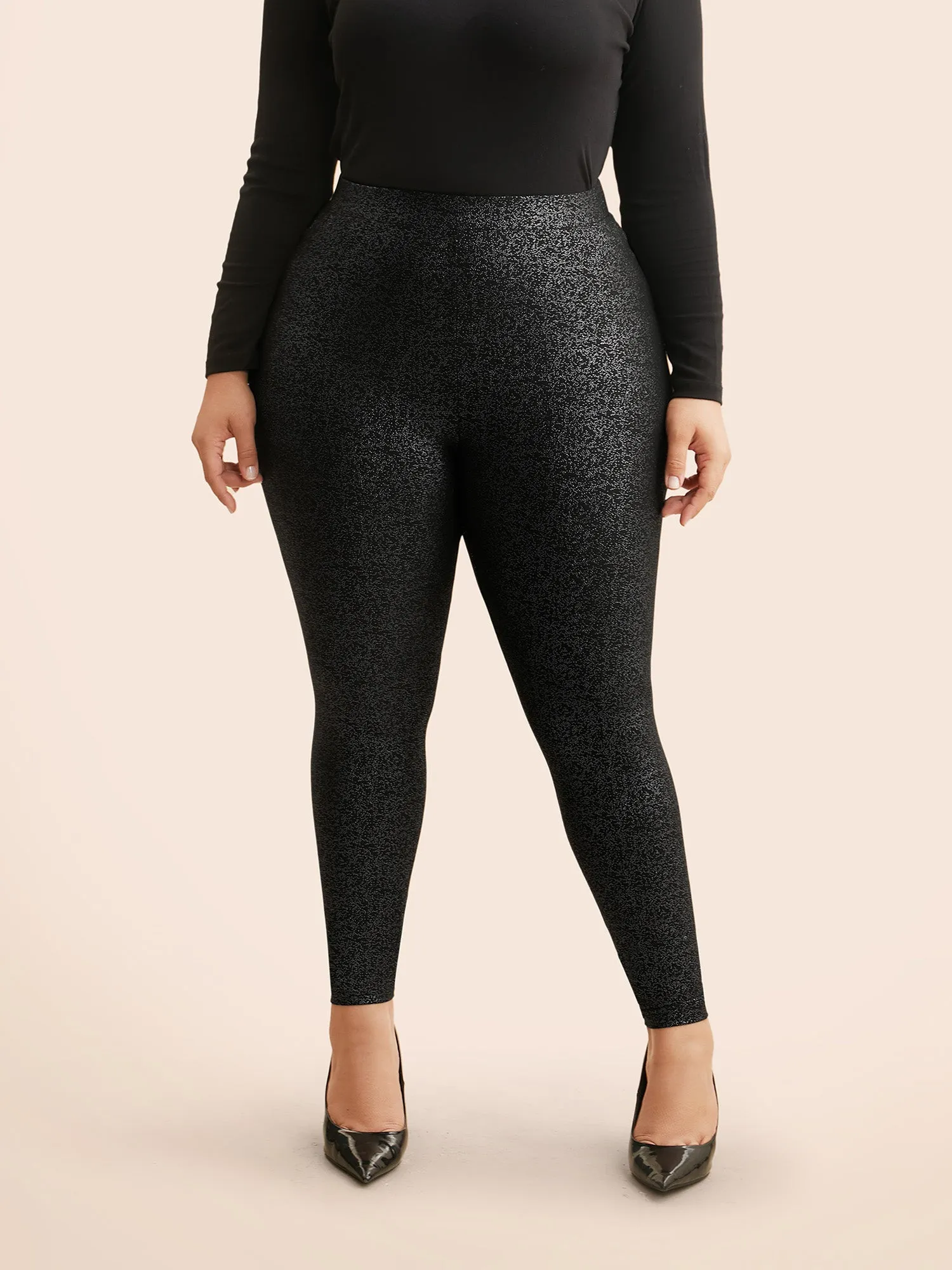 Glitter Pleated Skinny Leggings sold by Bloomchic