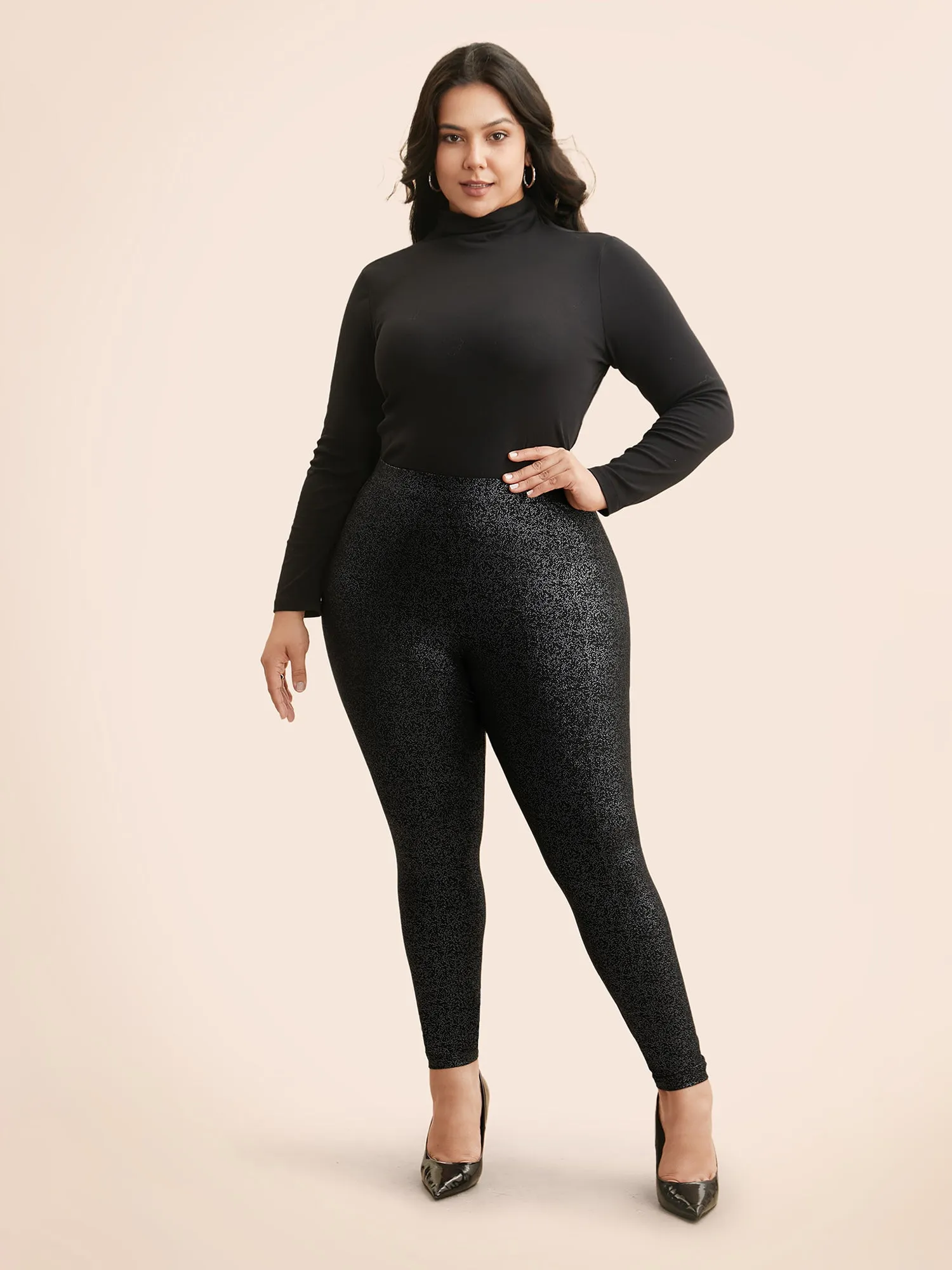 Glitter Pleated Skinny Leggings sold by Bloomchic product image thumbnail 3