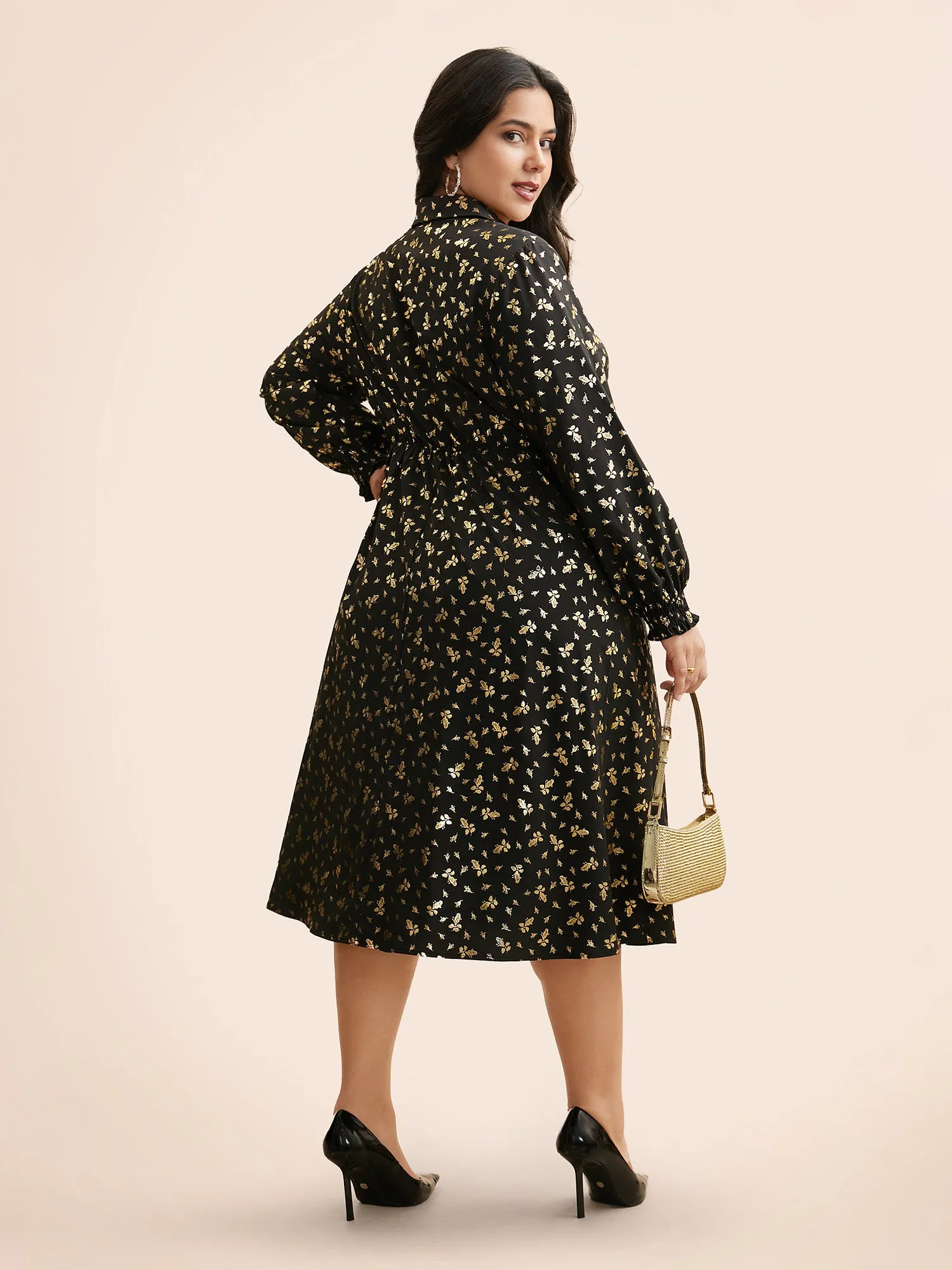 Glitter Floral Frill Trim Shirred Dress sold by Bloomchic product image thumbnail 4