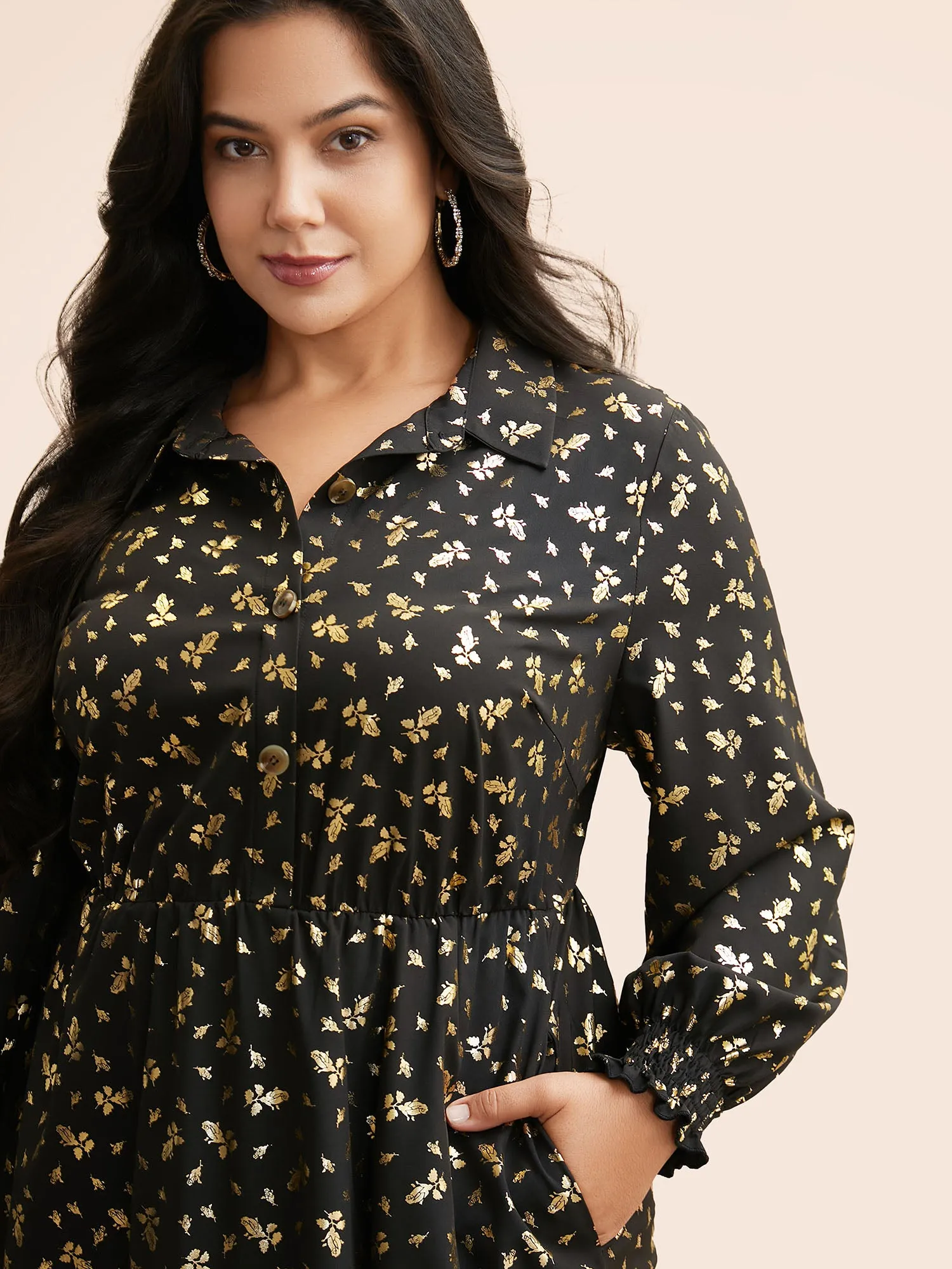 Glitter Floral Frill Trim Shirred Dress sold by Bloomchic product image thumbnail 3