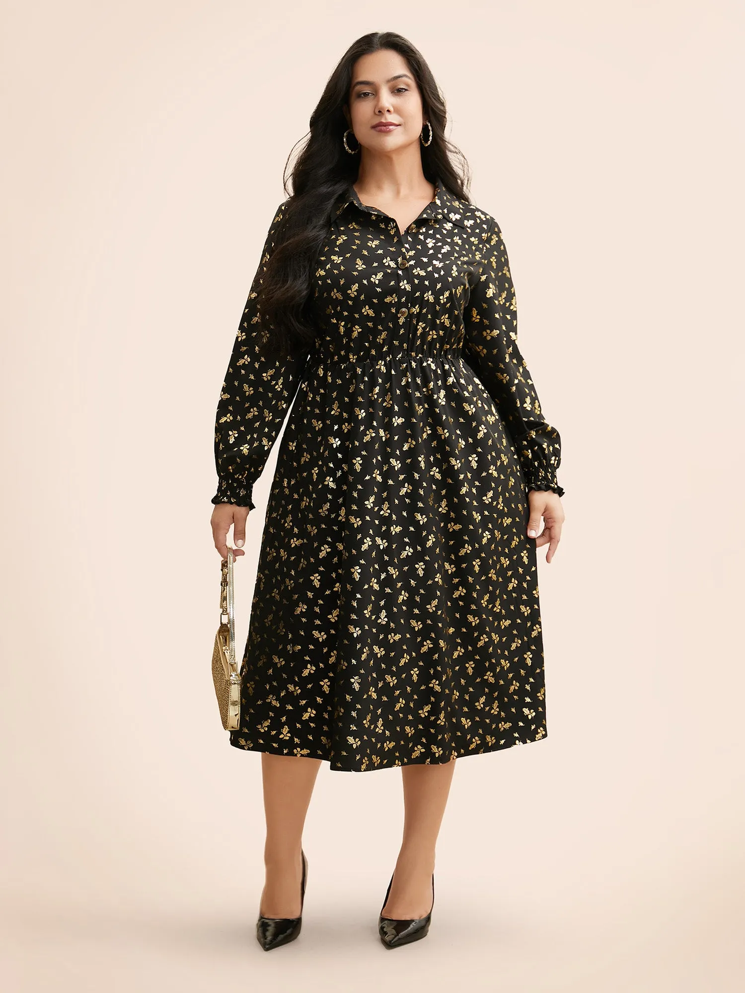 Glitter Floral Frill Trim Shirred Dress sold by Bloomchic product image thumbnail 2