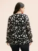 Polka Dot Rhinestone Lantern Sleeve Blouse sold by Bloomchic