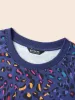 Round Neck Color Leopard Print Sweatshirt sold by Bloomchic