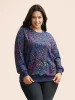 Round Neck Color Leopard Print Sweatshirt sold by Bloomchic