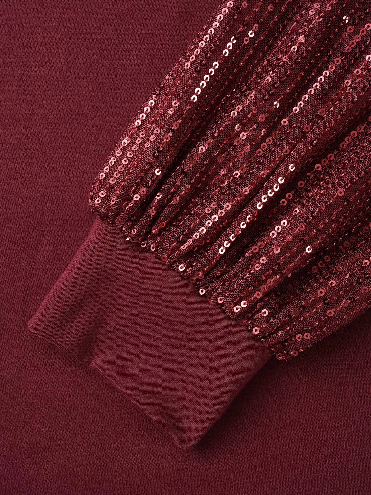 V Neck Sequin Patchwork T-shirt sold by Bloomchic product image thumbnail 5