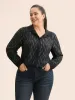 Shirt Collar Glitter Striped Patchwork Shirt sold by Bloomchic