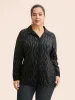 Shirt Collar Glitter Striped Patchwork Shirt sold by Bloomchic