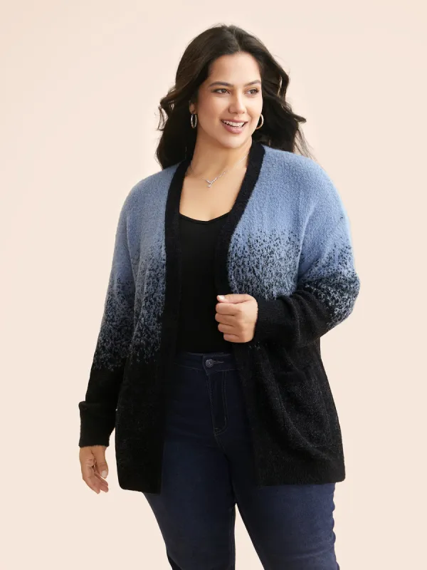 Ombre Contrast Drop Shoulder Sleeve Cardigan sold by Bloomchic