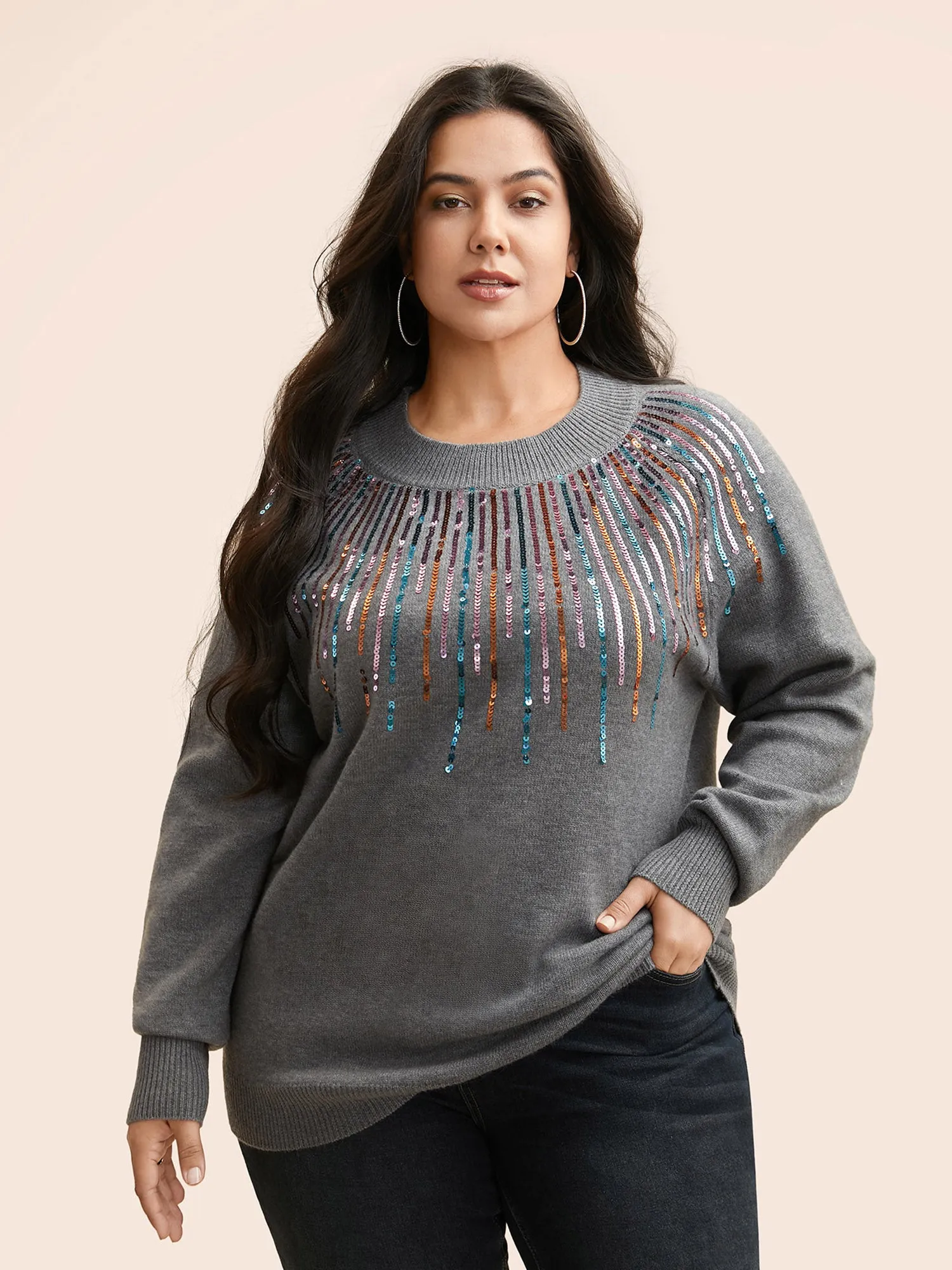 Supersoft Essentials Sequin Raglan Sleeve Pullover sold by Bloomchic