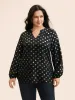 Glitter Polka Dot Lantern Sleeve Blouse sold by Bloomchic