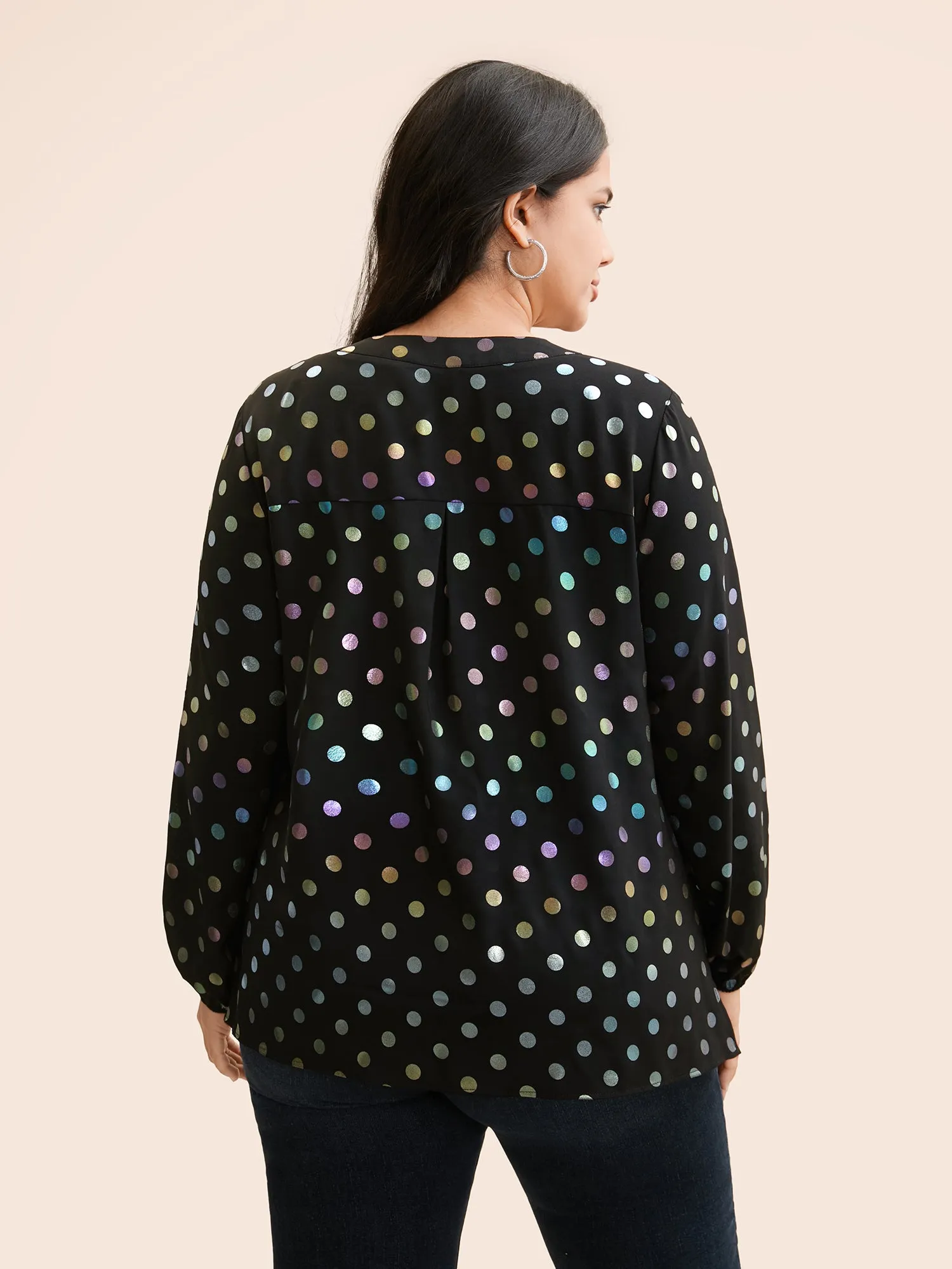 Glitter Polka Dot Lantern Sleeve Blouse sold by Bloomchic product image thumbnail 5