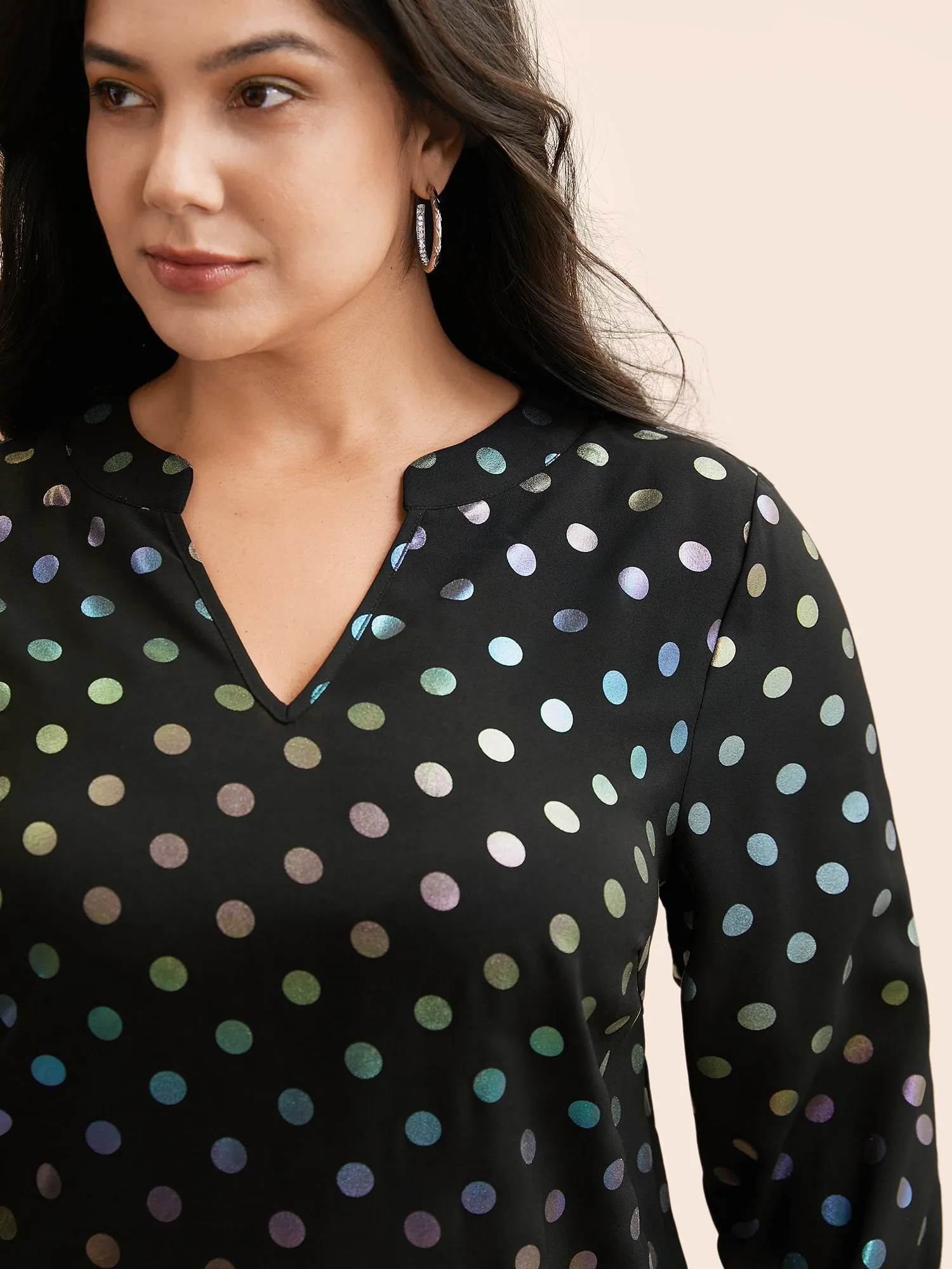 Glitter Polka Dot Lantern Sleeve Blouse sold by Bloomchic product image thumbnail 4