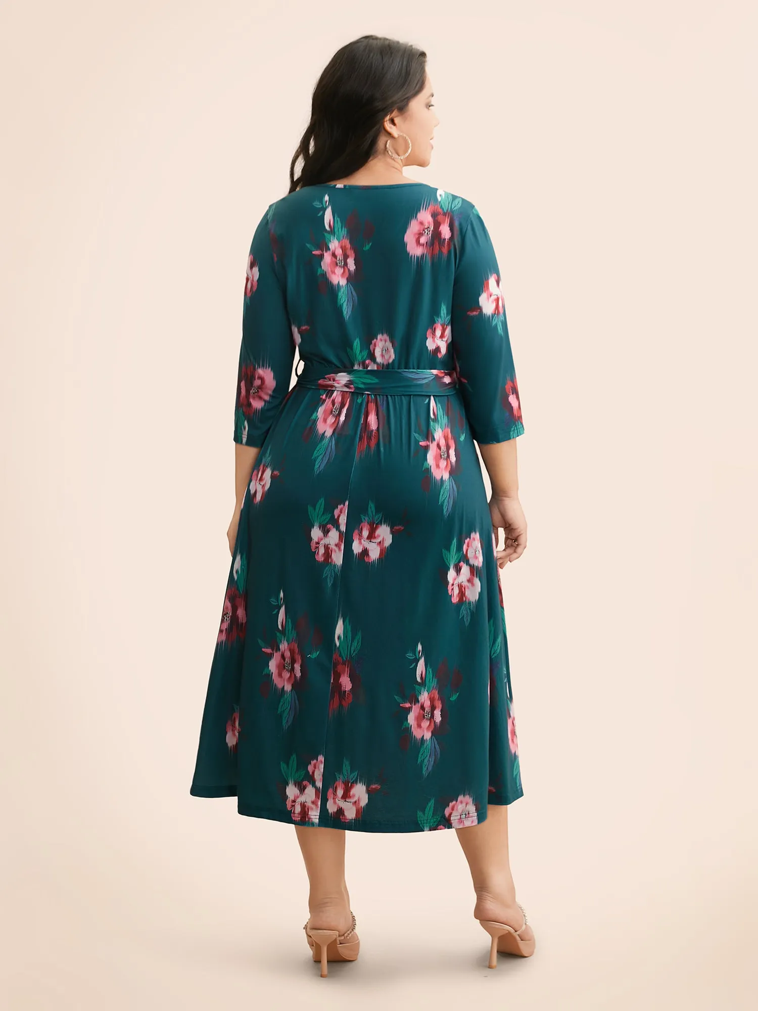 Overlap Collar Floral Midi Dress sold by Bloomchic product image thumbnail 4