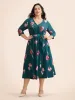 Overlap Collar Floral Midi Dress sold by Bloomchic