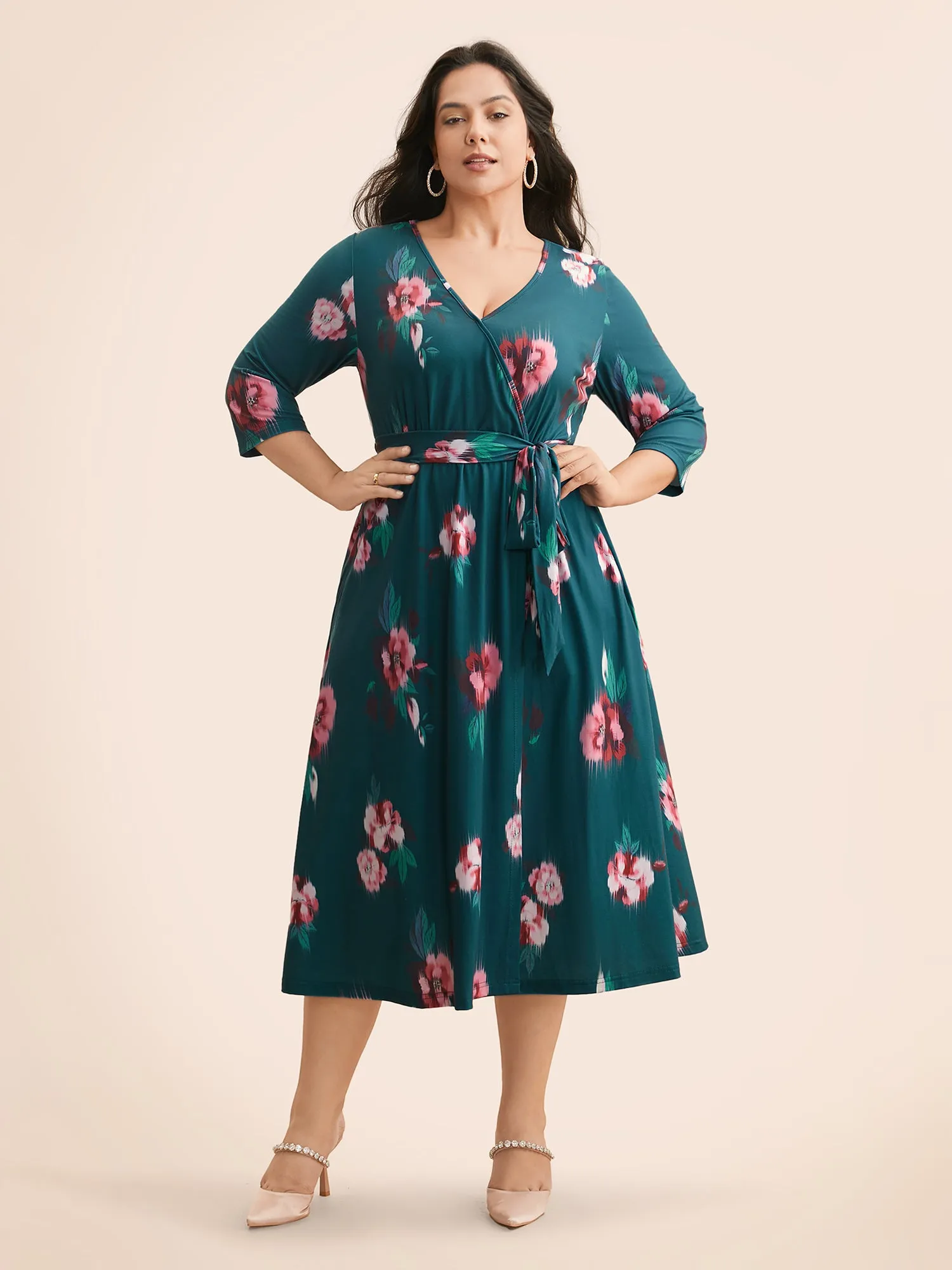 Overlap Collar Floral Midi Dress sold by Bloomchic product image thumbnail 3