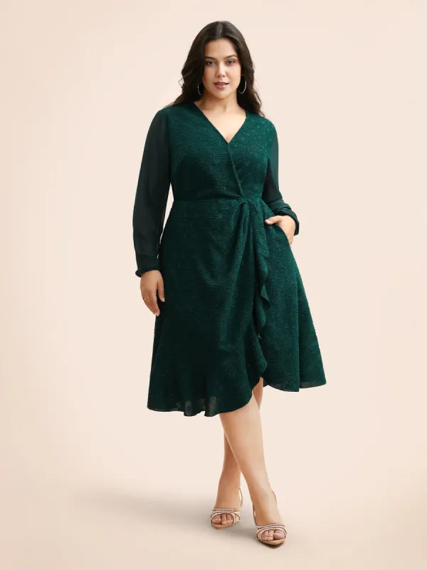 Texture Overlap Collar Ruffle Trim Dress sold by Bloomchic