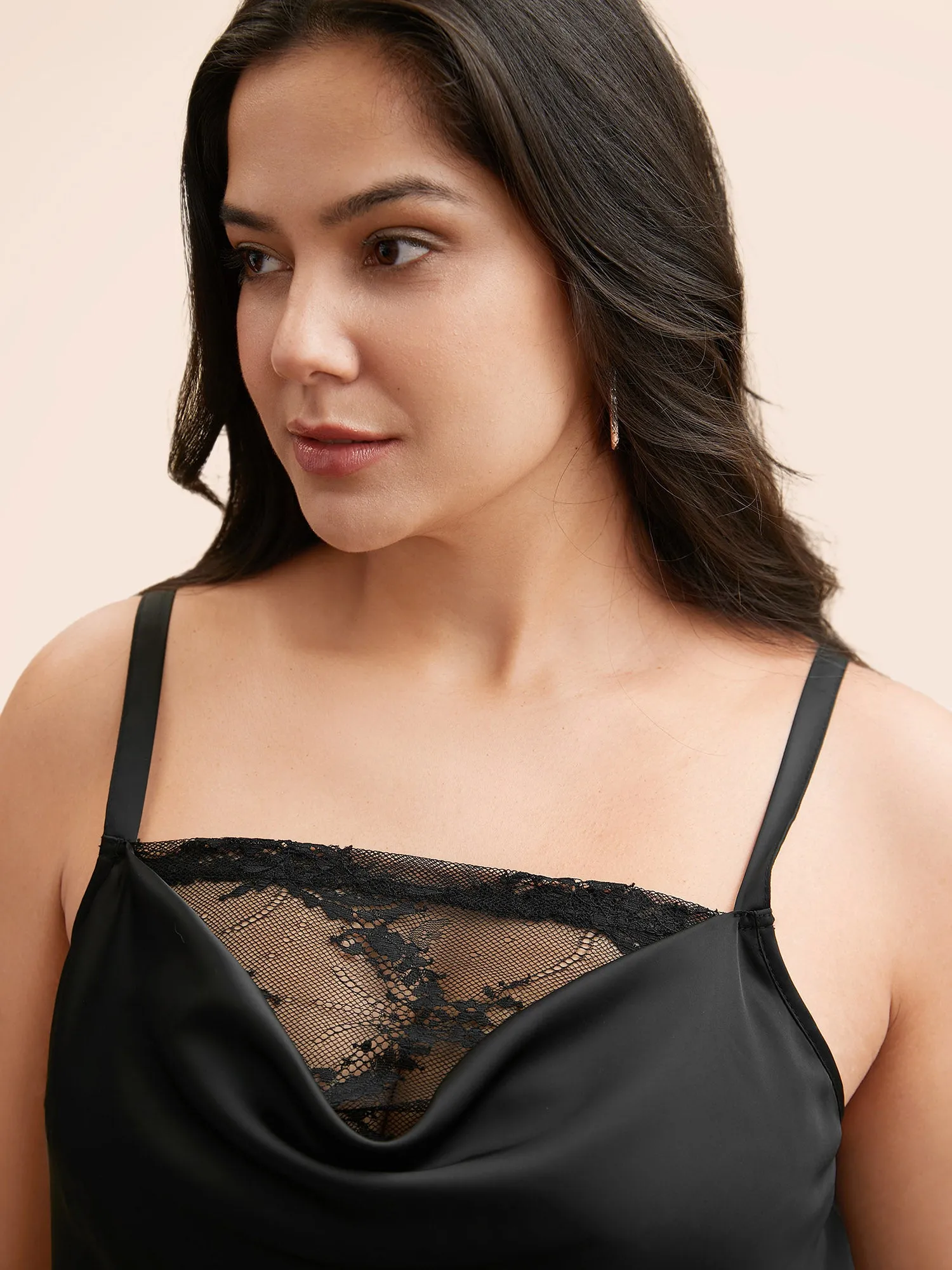 Lace Patchwork Cowl Neck Cami Top sold by Bloomchic product image thumbnail 3